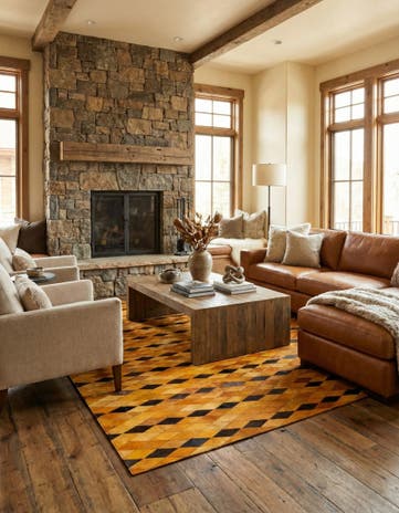5' 1 x 8' Cowhide Stocks Rug