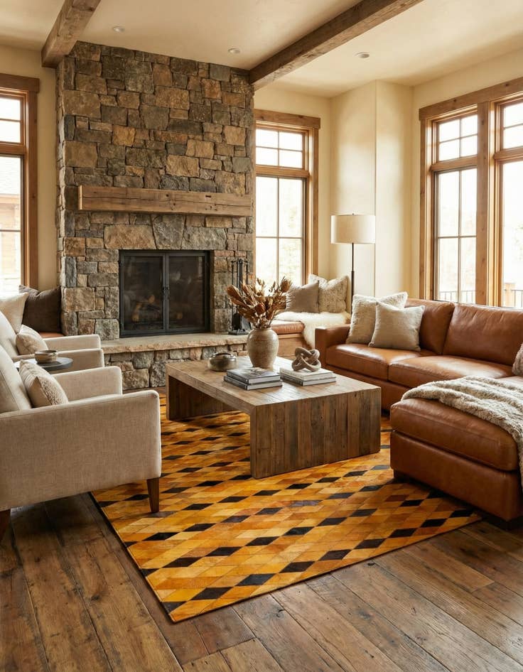 Detail image of 5' 1 x 8' Cowhide Stocks Rug