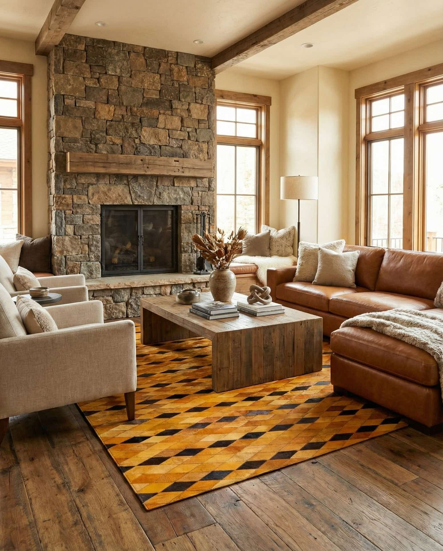 5' 1 x 8' Cowhide Stocks Rug