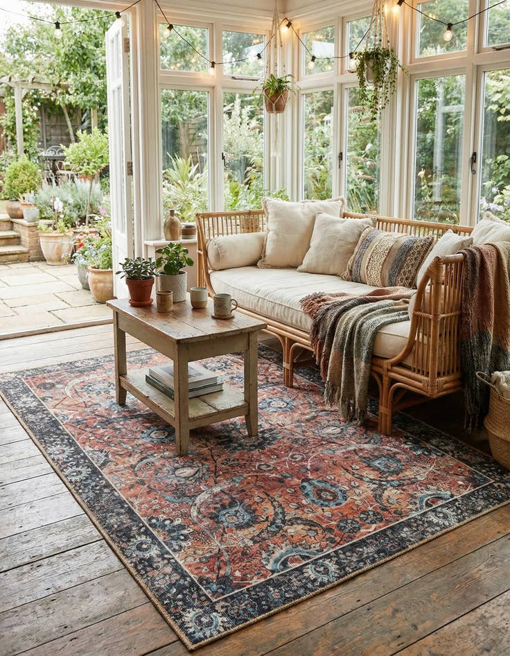 Detail image of 4' 1 x 6' 1 Washable Timeless Rug