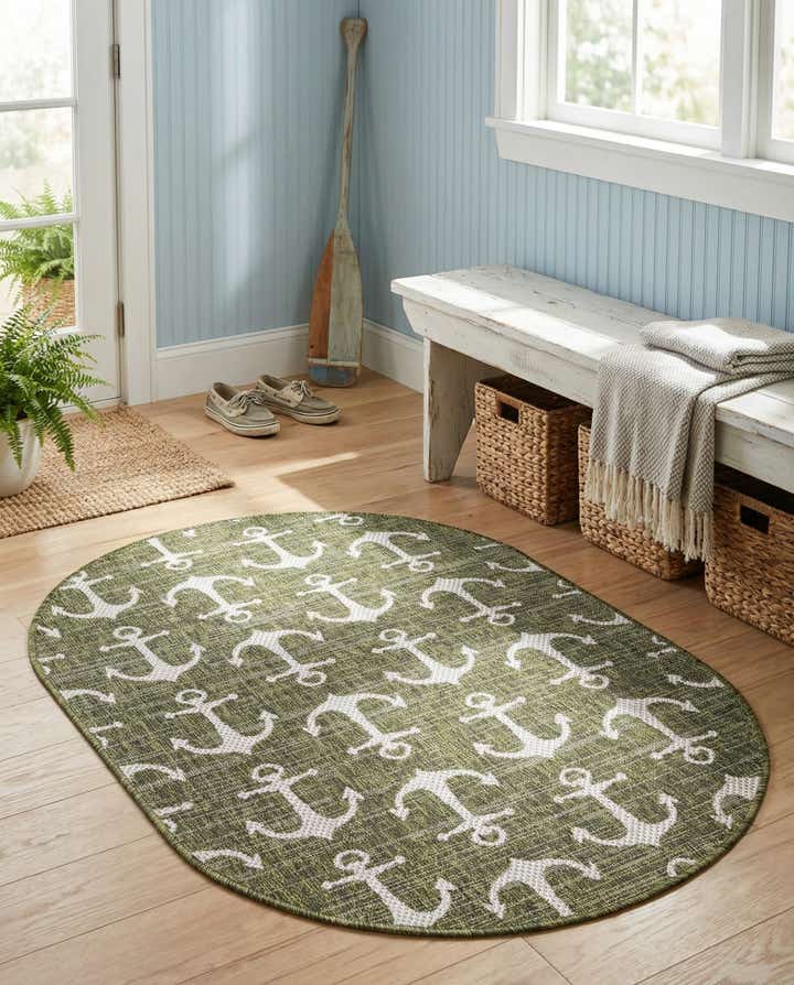 3' x 5' 3 Easy-Clean Coastal Indoor / Outdoor Oval Rug