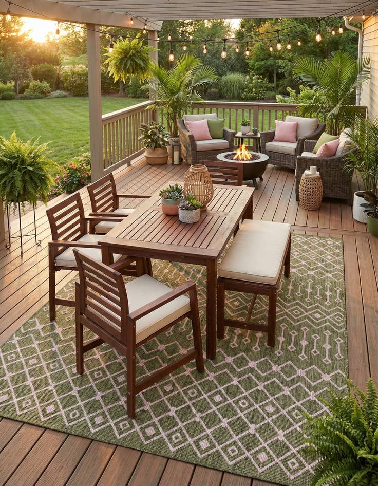 Detail image of  9' x 12'  Washable Lattice Indoor / Outdoor Rug
