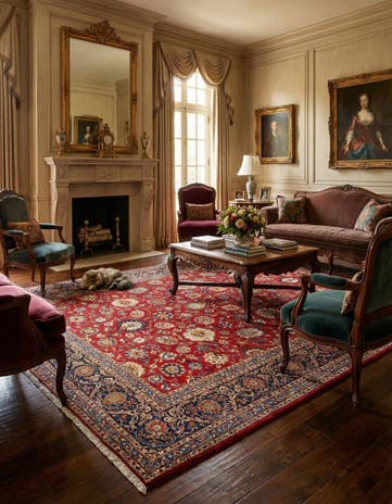 9' 8 x 13' 5 Kashan Wool Rug