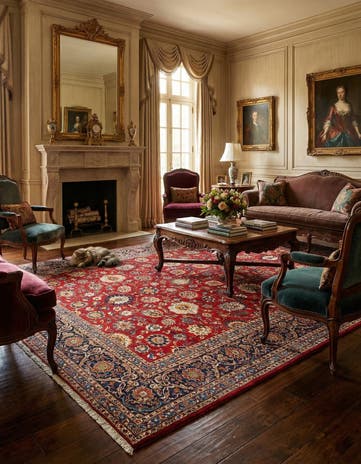 9' 8 x 13' 5 Kashan Wool Rug