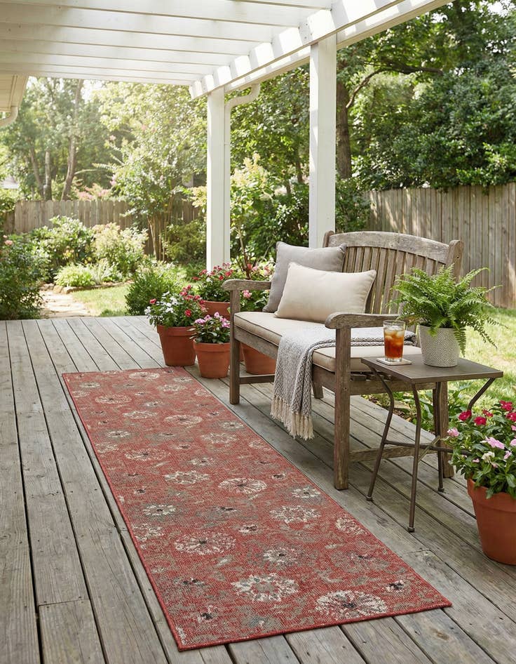 Detail image of 2' 7 x 12' Easy-Clean Botanical Indoor / Outdoor Runner Rug