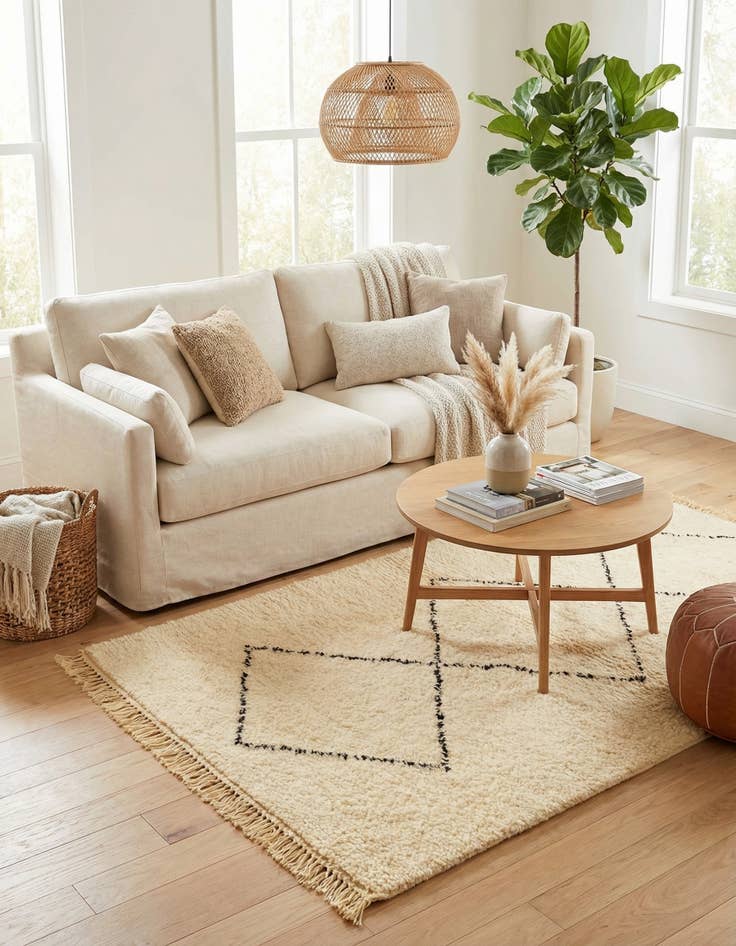 Detail image of 2' 9 x 4' 8  Hand Knotted Moroccan Wool Rug