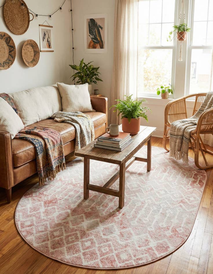 Detail image of  5' 3 x 8' Bohemian Trellis Oval Rug