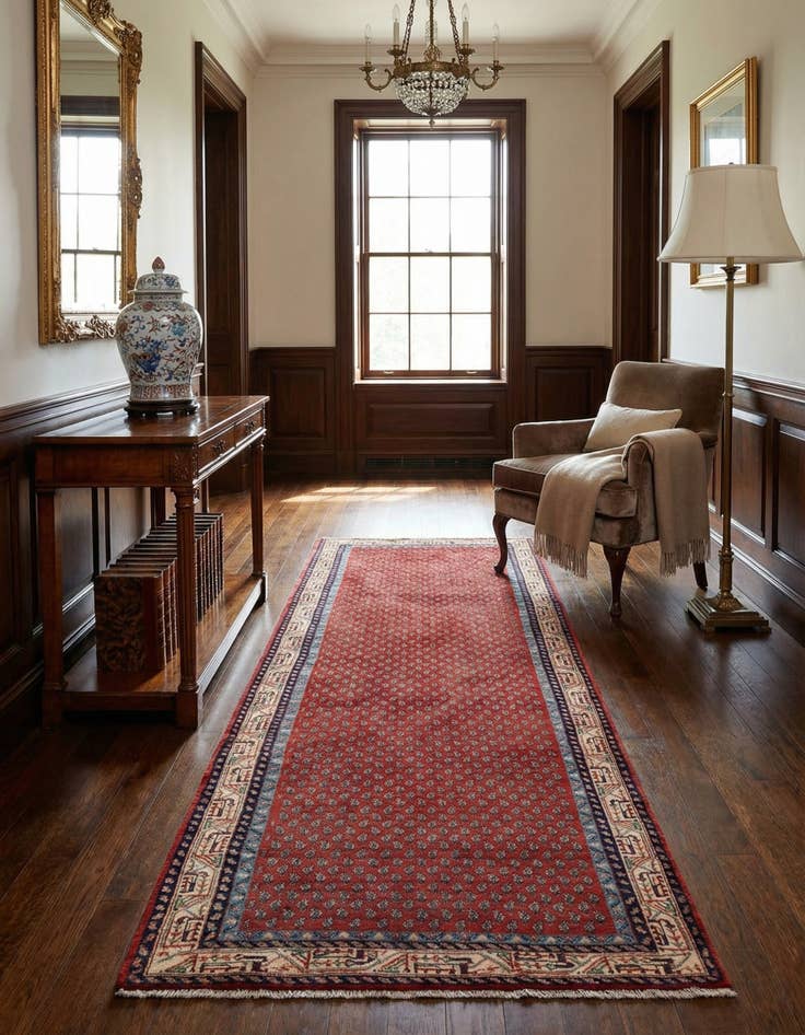 Detail image of 3' 5 x 9' 6  Hand Knotted Sarough Mir Persian Wool Runner Rug