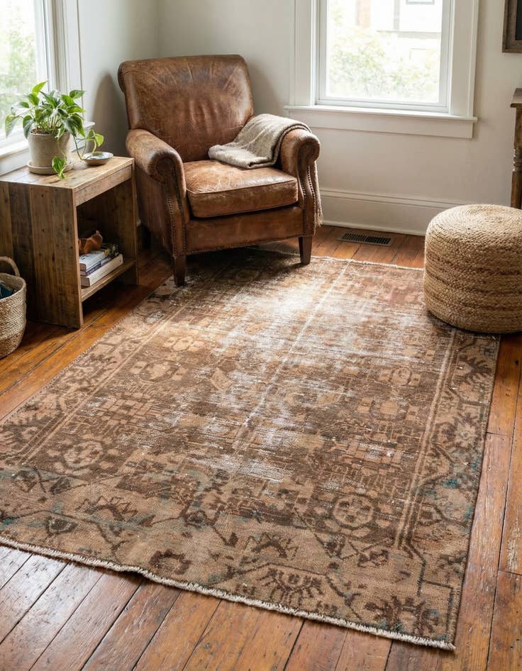 Detail image of  3' 6 x 4' 10  Hand Knotted Ultra Vintage Persian Wool Rug