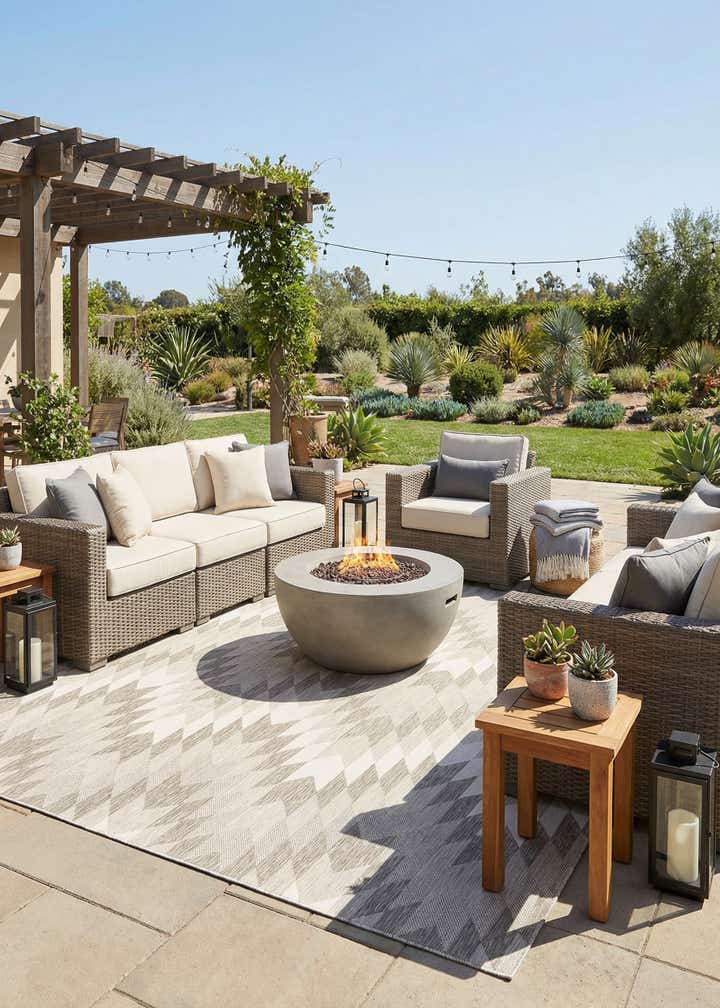 13' x 13' Easy-Clean Modern Indoor / Outdoor Square Rug