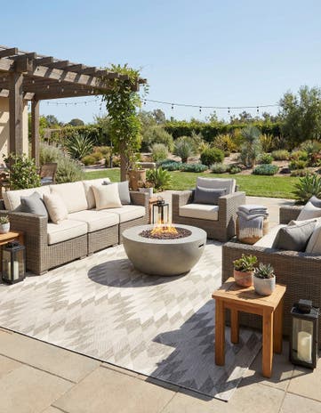Gray Easy-Clean Modern Indoor / Outdoor Square Rug