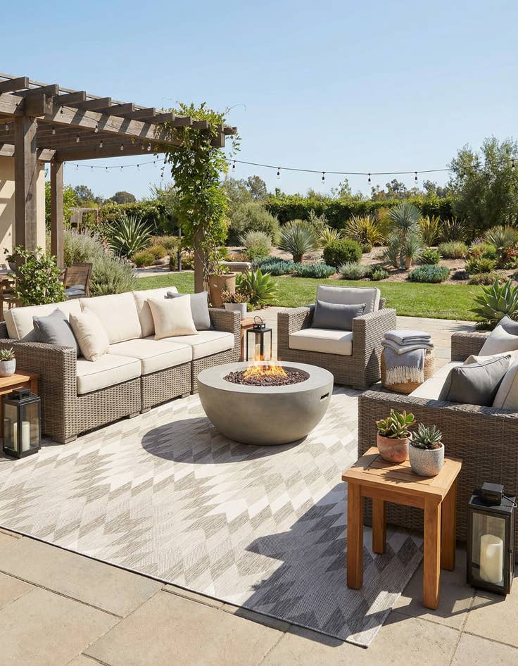 Detail image of 13' x 13' Easy-Clean Modern Indoor / Outdoor Square Rug