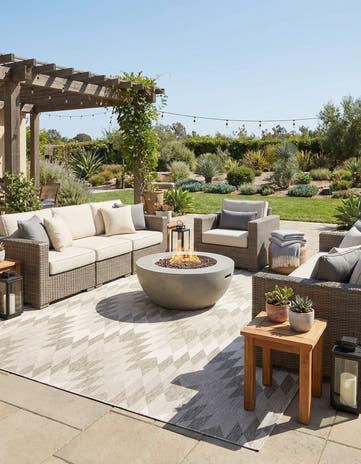 Gray Easy-Clean Modern Indoor / Outdoor Square Rug