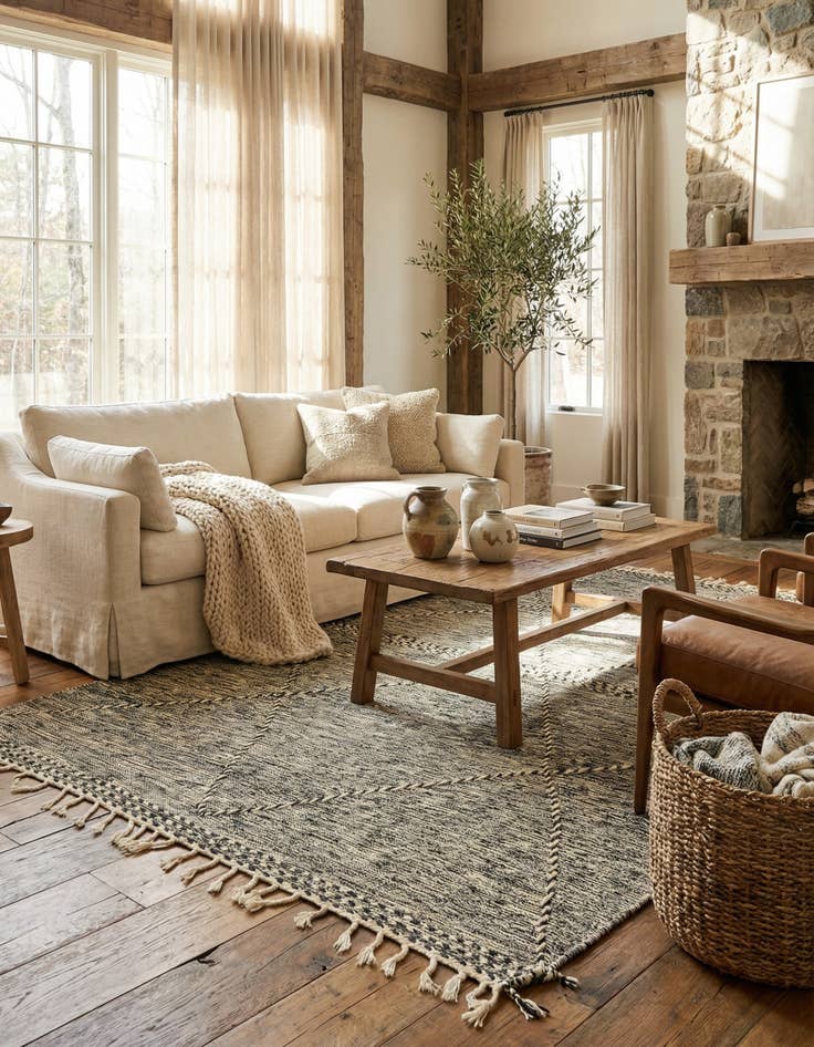 Detail image of 6' 7 x 9' 10  Hand Knotted Moroccan Wool Rug