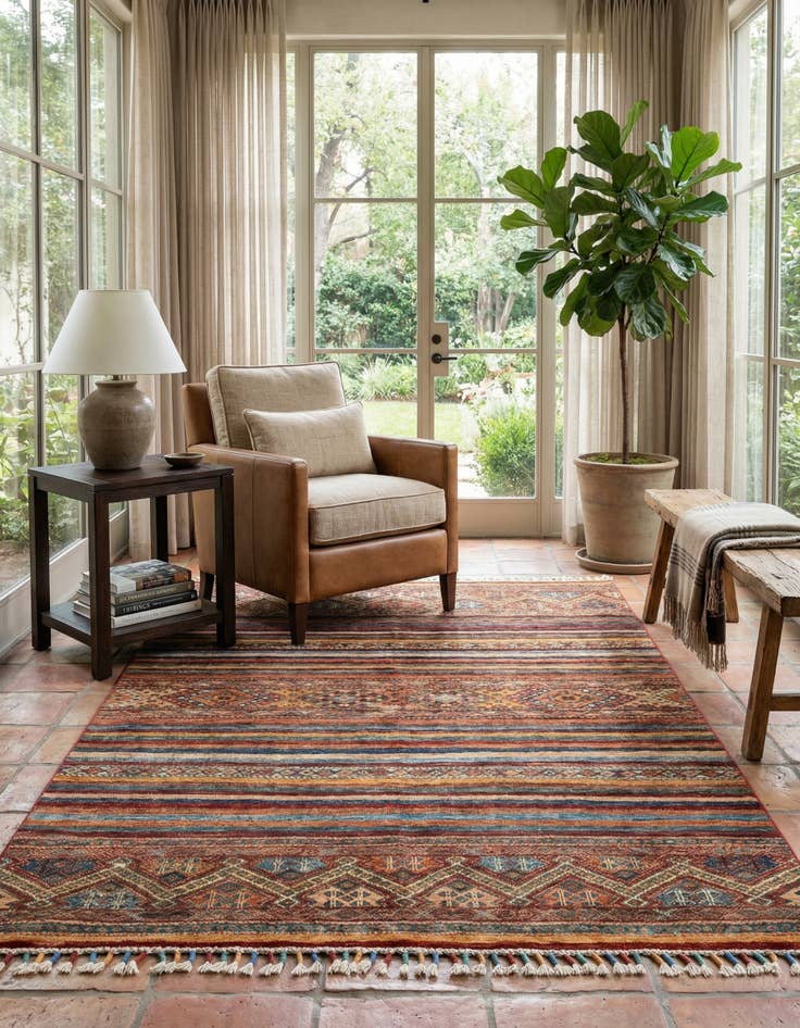 Detail image of 4' x 5' 11 Torkman Wool Rug