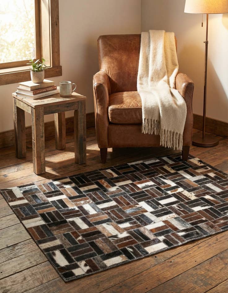 Detail image of 2' x 3' Cowhide Leather Rug
