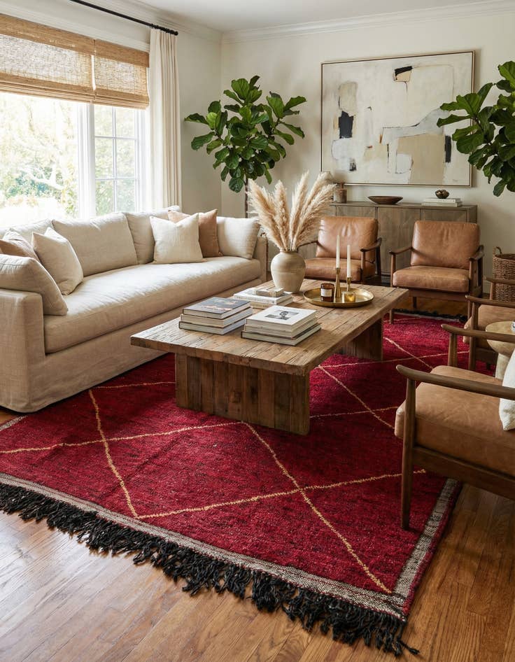 Detail image of 6' 5 x 9' 7  Hand Knotted Moroccan Wool Rug