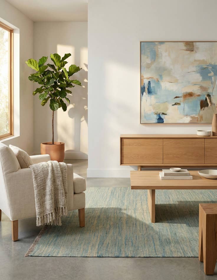 Detail image of 4' 4 x 6' 1  Hand Woven Kilim Modern Wool Rug