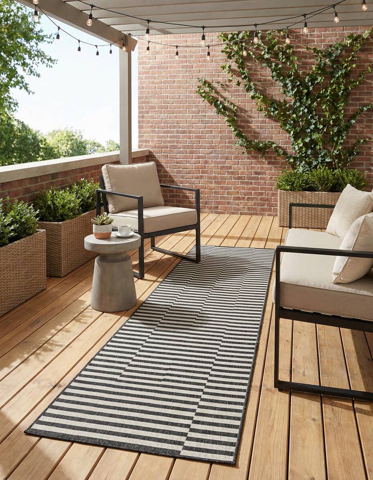 Detail image of 2' 7 x 10'  Washable Striped Indoor / Outdoor Runner Rug