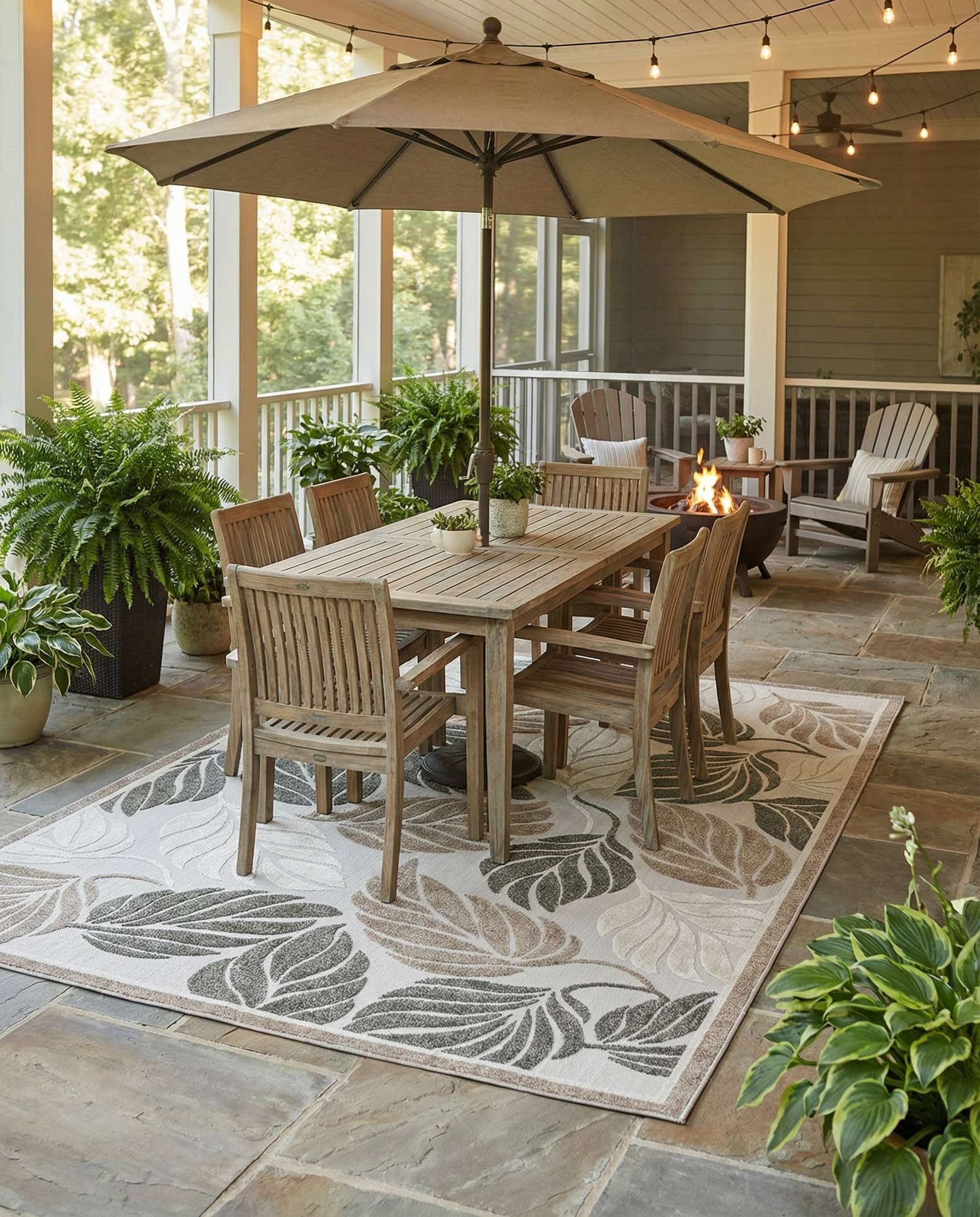7' x 10' Easy-Clean Botanical Indoor / Outdoor Rug