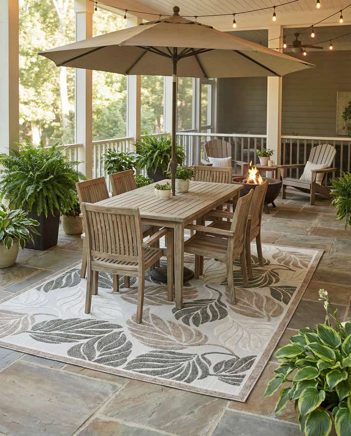 7' x 10' Easy-Clean Botanical Indoor / Outdoor Rug