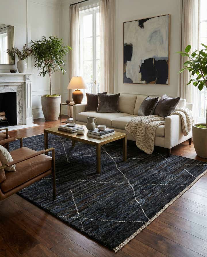 4' 5 x 6' 4 Hand Knotted Moroccan Wool Rug