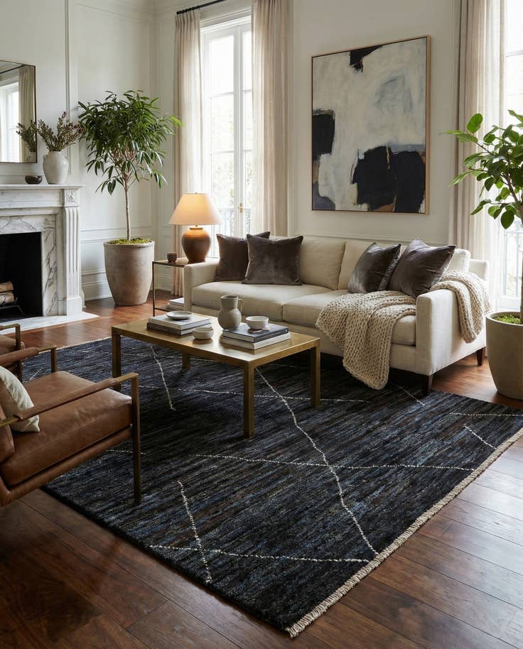 Detail image of 4' 5 x 6' 4 Hand Knotted Moroccan Wool Rug