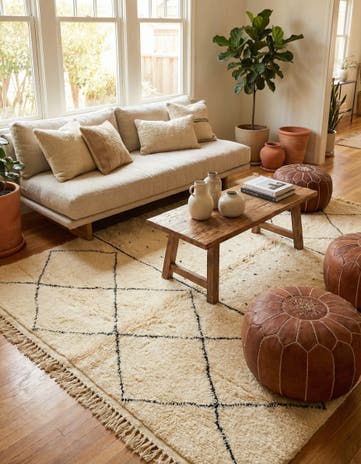 6' 11 x 9' 4 Hand Knotted Moroccan Wool Rug