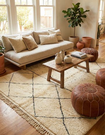 6' 11 x 9' 4 Hand Knotted Moroccan Wool Rug
