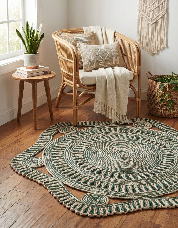 Detail image of 4' 1 x 4' 1  Hand Braided Jute Round Rug