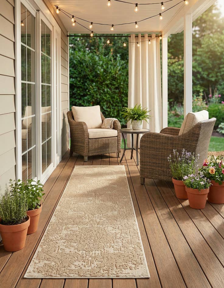 Detail image of 2' 7 x 12'  Washable Traditional Indoor / Outdoor Runner Rug