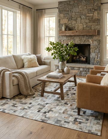 4' 7 x 6' 6 Cowhide Stocks Rug