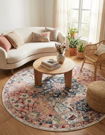 Pink Charleston Round Rug
