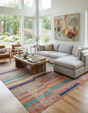 6' 6 x 9' 10 Hand Woven Kilim Modern Wool Rug