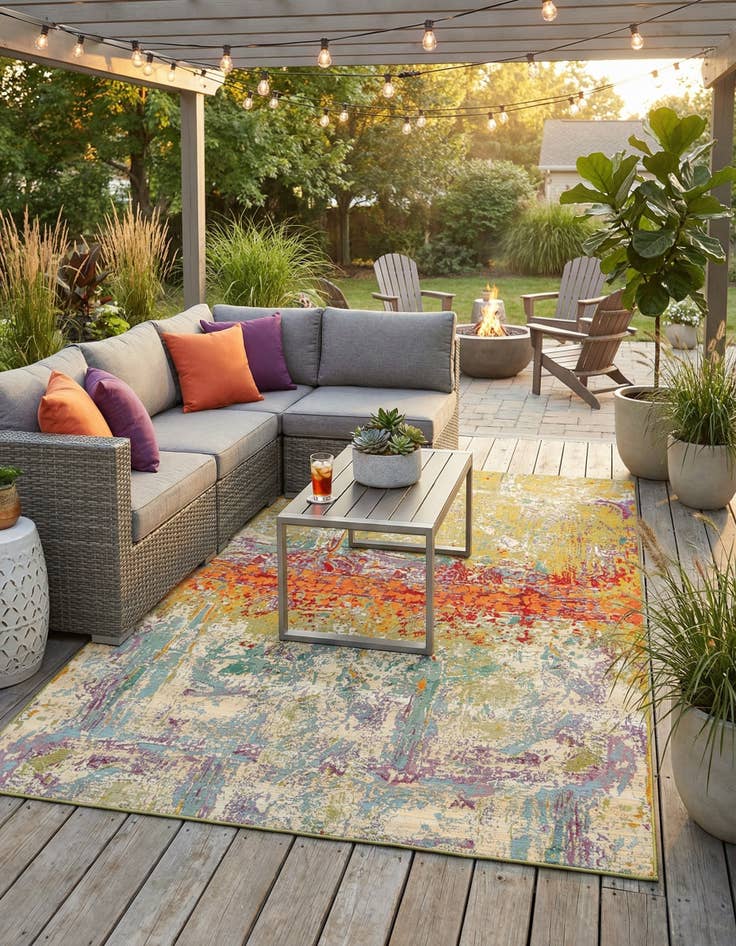 Detail image of 6' x 9'  Washable Modern Indoor / Outdoor Rug