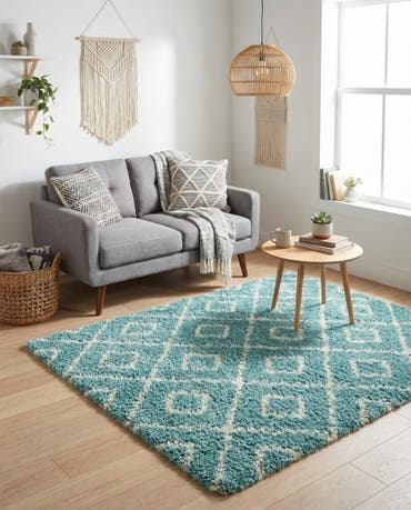  4' x 4' Lattice Shag Square Rug