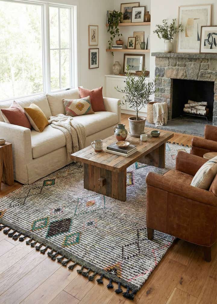 5' 4 x 7' 8 Hand Knotted Moroccan Wool Rug