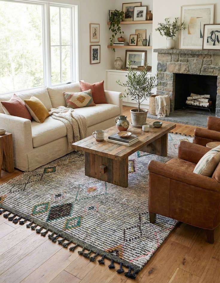 Detail image of 5' 4 x 7' 8 Hand Knotted Moroccan Wool Rug