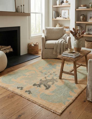 3' 8 x 4' 5 Hand Knotted Oushak Wool Square Rug