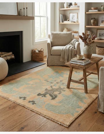 3' 8 x 4' 5 Hand Knotted Oushak Wool Square Rug