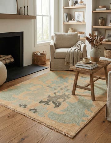 3' 8 x 4' 5 Hand Knotted Oushak Wool Square Rug