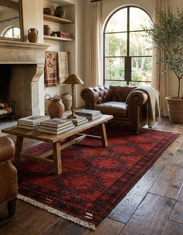 3' 6 x 6' 9 Hand Knotted Afghan Akhche Oriental Wool Rug