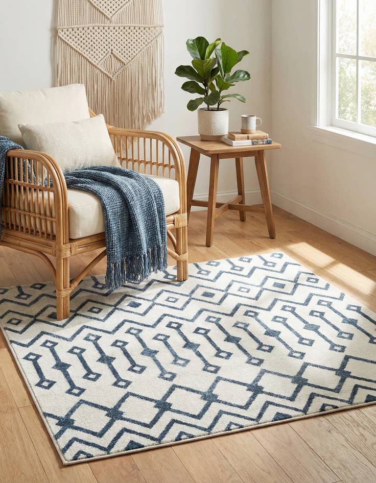 Detail image of  4' x 4' Bohemian Trellis Square Rug