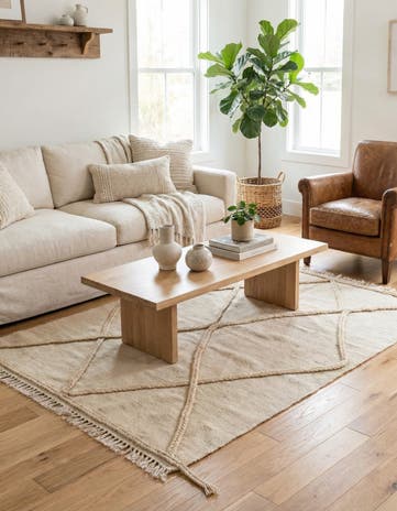 3' 7 x 5' 10 Hand Knotted Moroccan Wool Rug