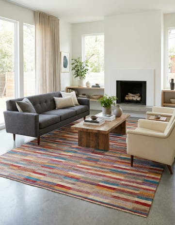6' 9 x 9' 7 Hand Woven Kilim Modern Wool Rug