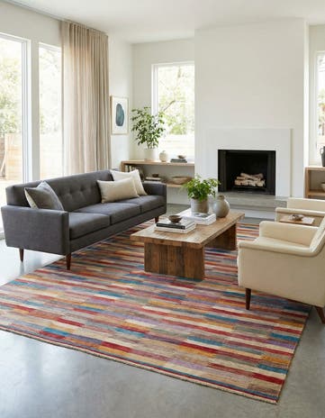 6' 9 x 9' 7 Hand Woven Kilim Modern Wool Rug