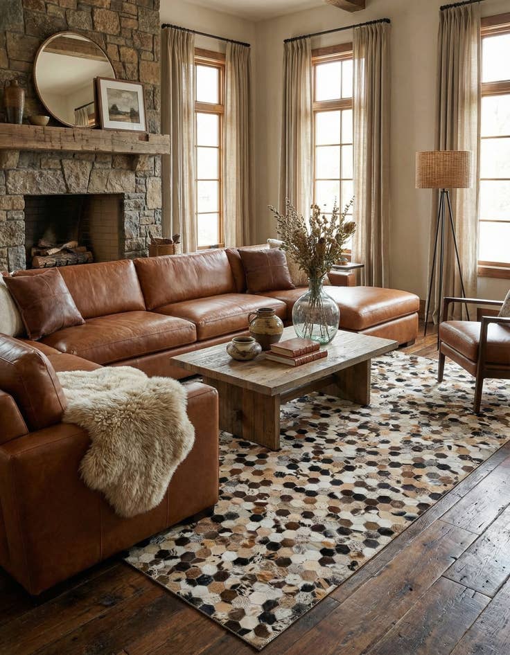 Detail image of  5' x 7' 11 Cowhide - Patchwork Rug