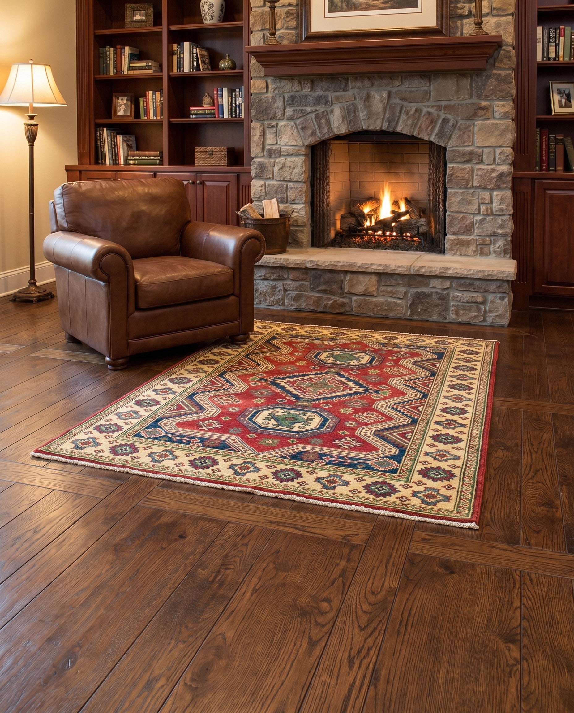 4' 2 x 6' 5 Hand Knotted Kazak Rug