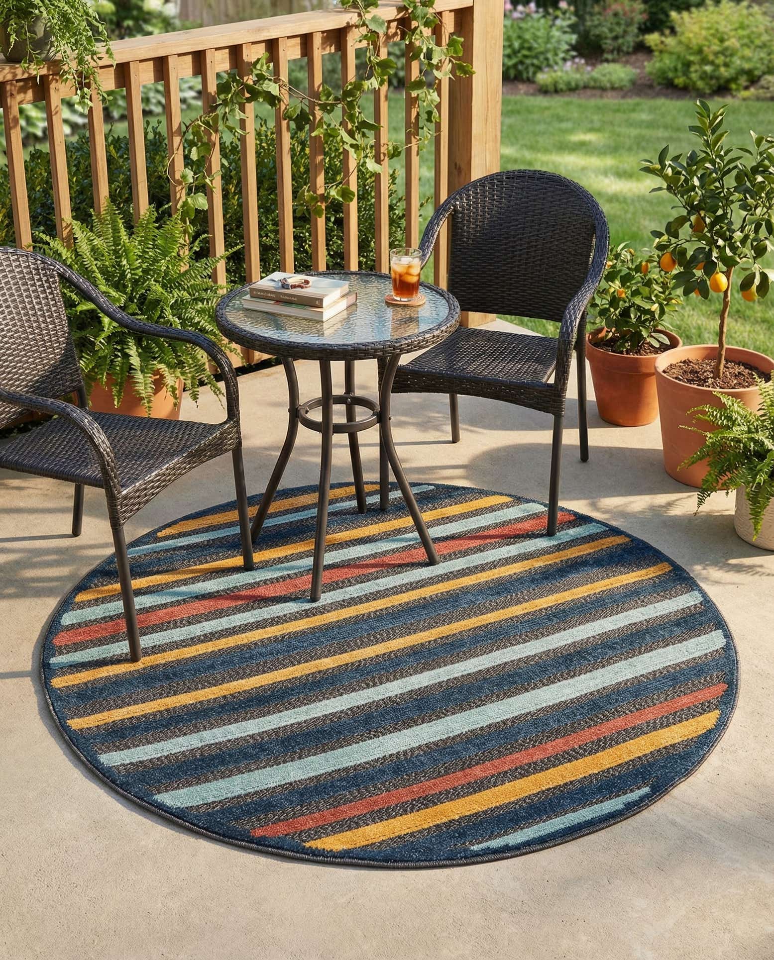 5' 3 x 5' 3 Easy-Clean Belize Indoor / Outdoor Round Rug