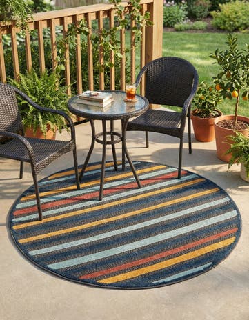 5' 3 x 5' 3 Easy-Clean Belize Indoor / Outdoor Round Rug